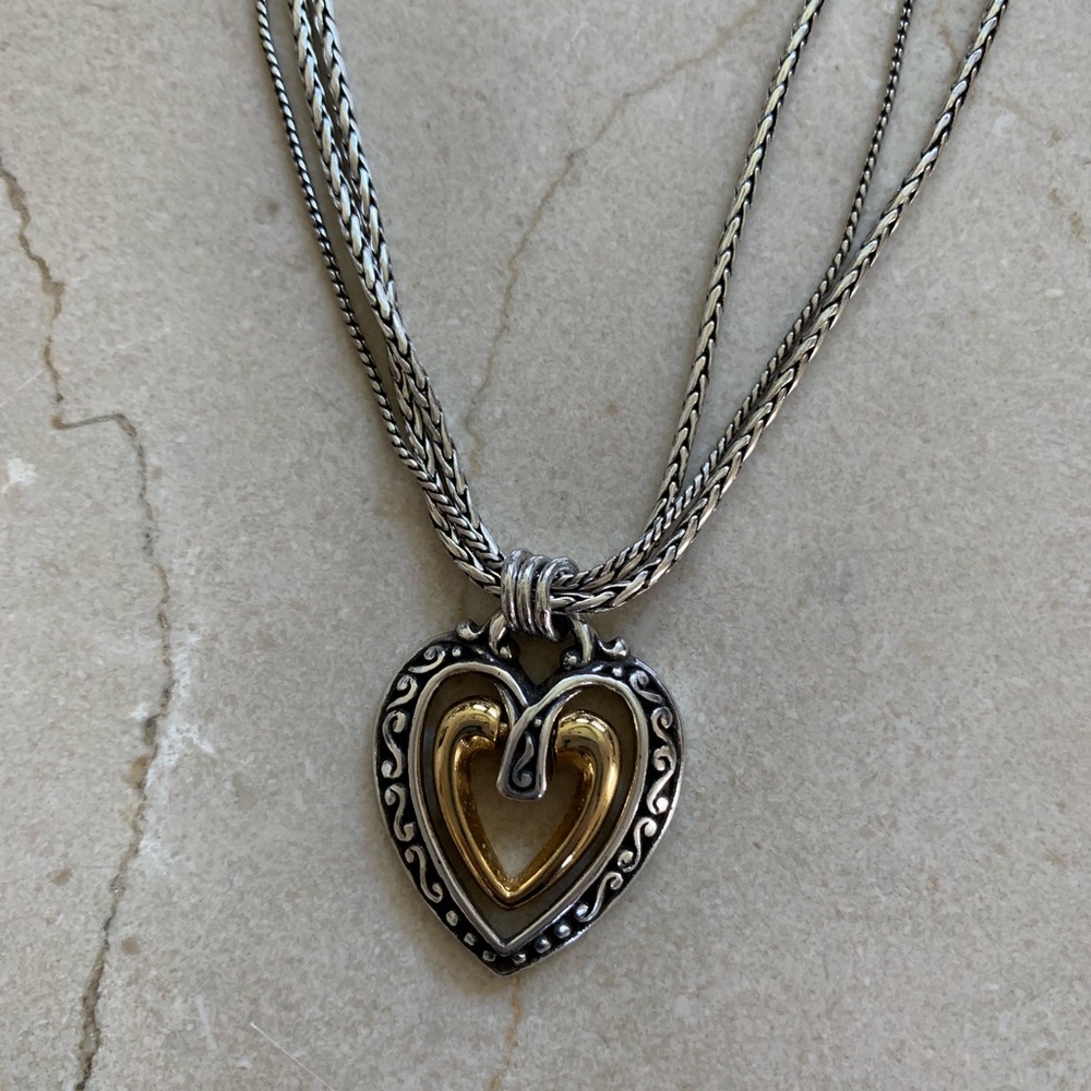 Brighton Multi Strand Double Heart Necklace